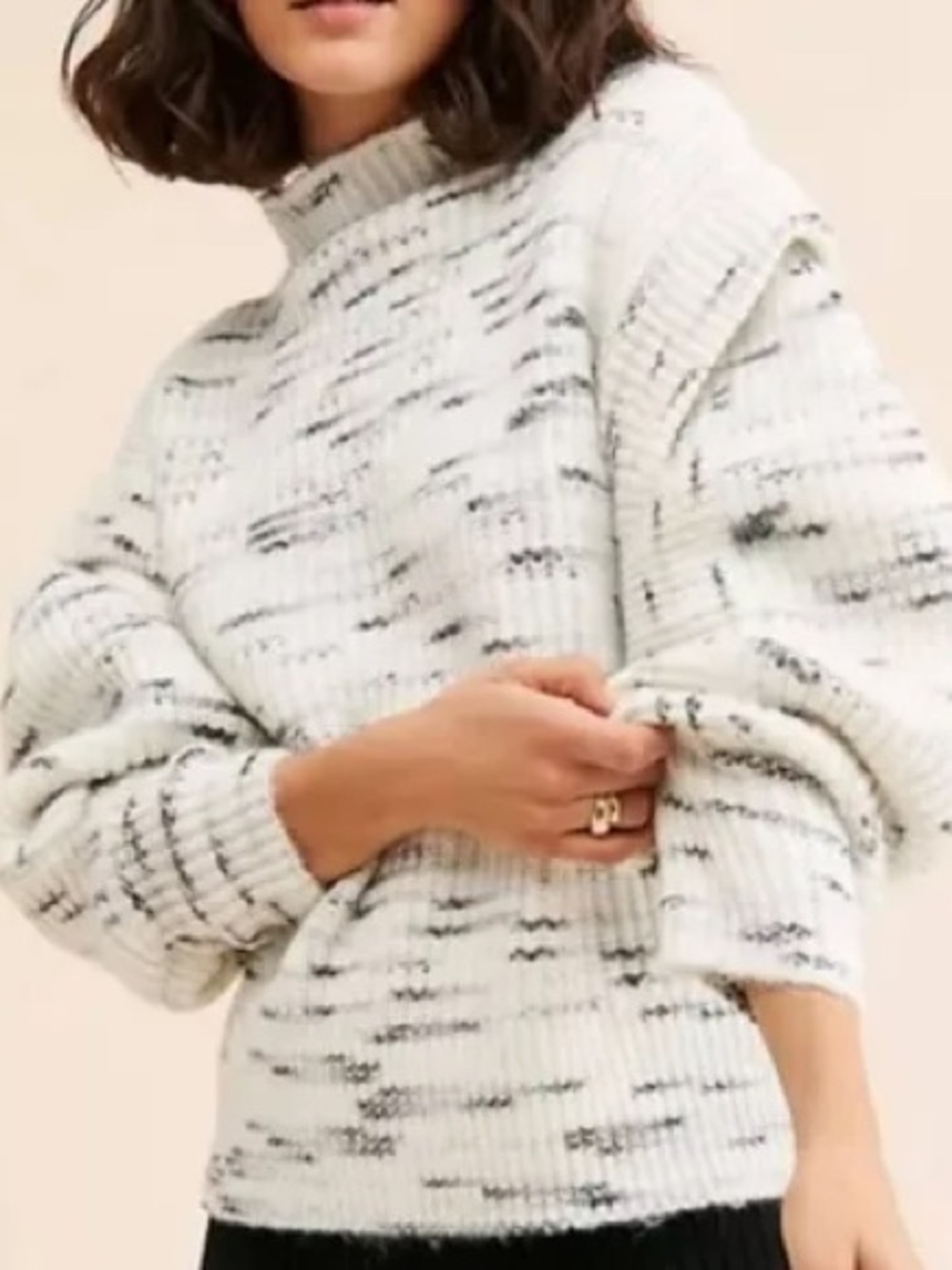 Varley Belgrave Knit Sweater White Black Size Small